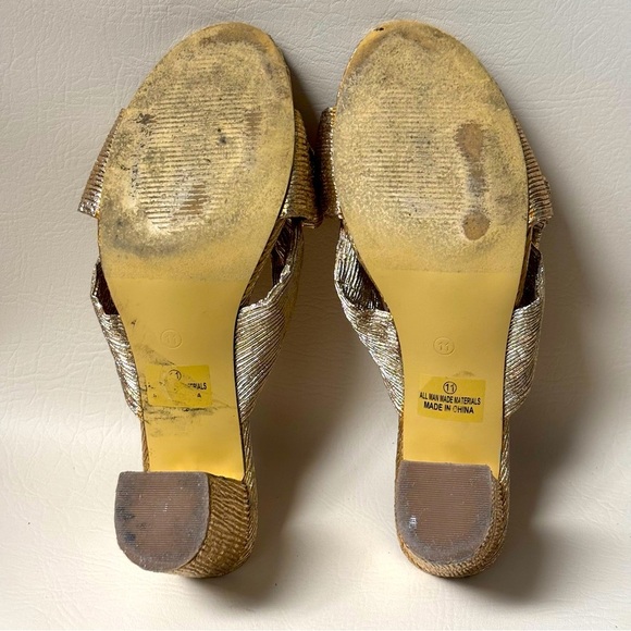 Lulus Dorothea Gold Knotted High Heel Sandals Size 11 - Picture 9 of 10
